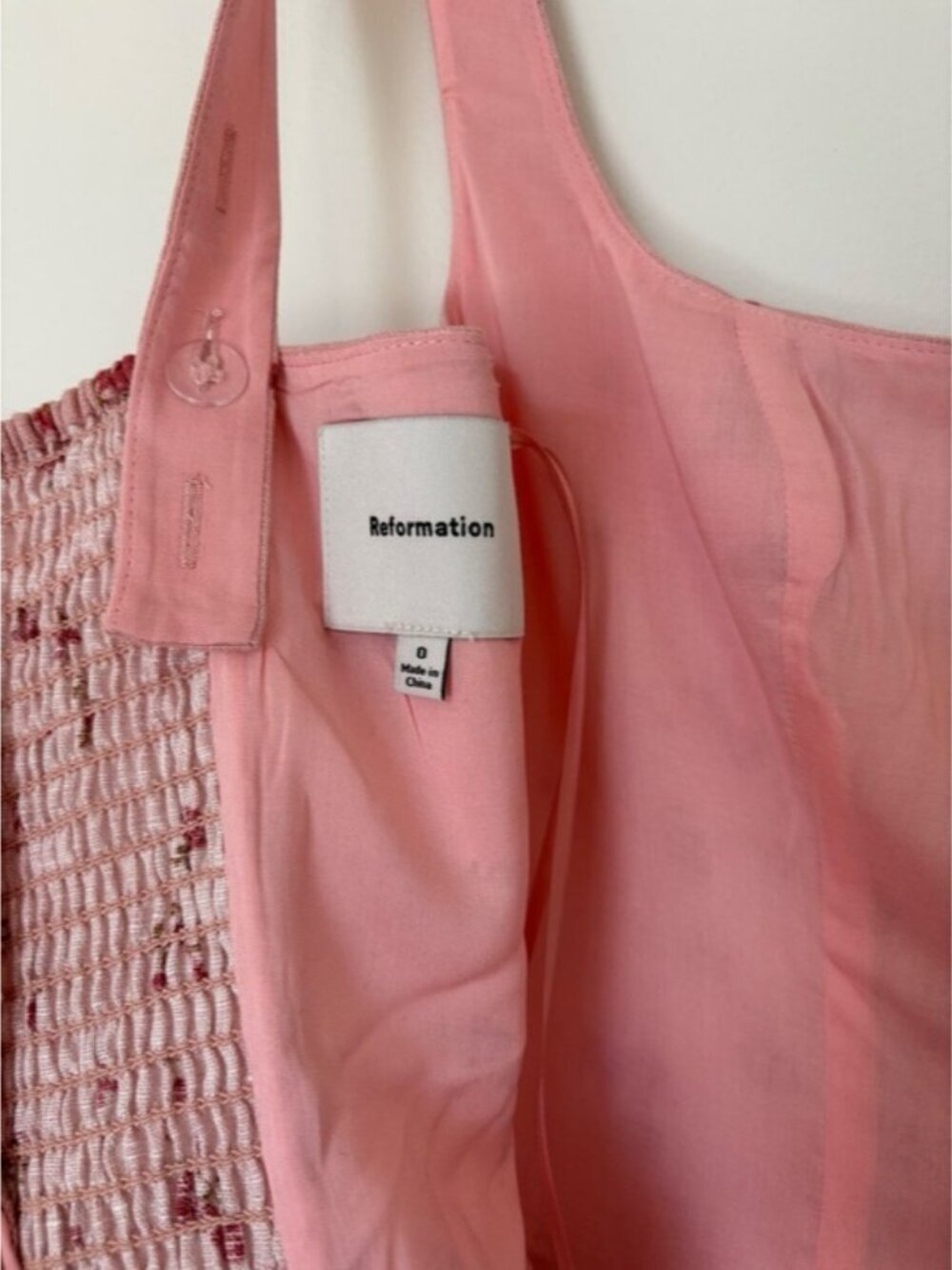 NEW Reformation Janu Midi Linen Dress Noelia Pink Floral | US 0 UK 4 - Picture 13 of 14